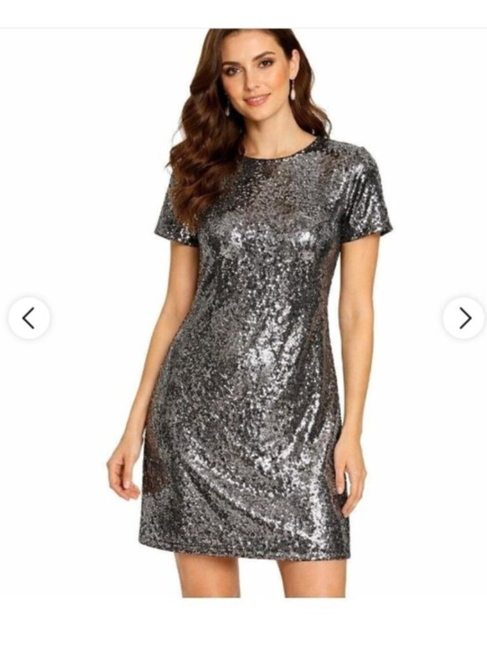 Ann Taylor Silver Sequin Short Sleeve Cocktail Dress Size 8
